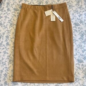Tahari Camel Faux Leather Pencil Skirt
